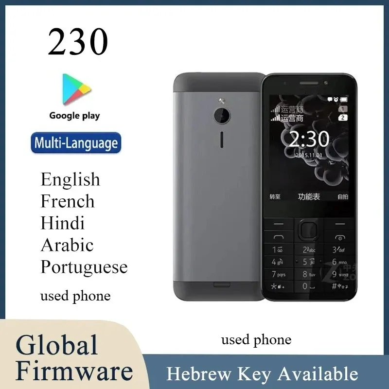 Finland Made 230 Phone Dual Sim Multi Language Front Camera Dumbphone Arabic Keyboard unlocked Used Phone - Imagen 1