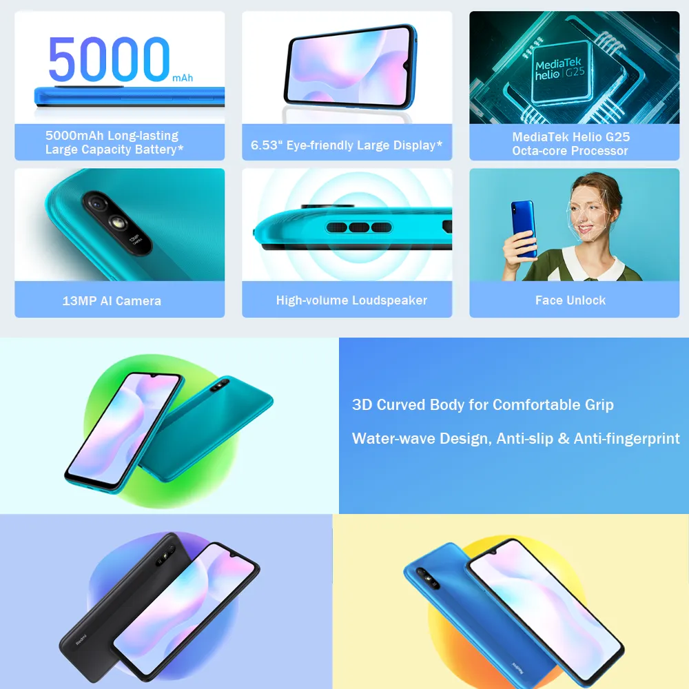  Xiaomi Redmi 9A 6GB RAM 128GB ROM 6.53 Inch HD Screen Unlocked Smartphone Long Lasting Battery Premium Android  Mobile Phone - Imagen 4