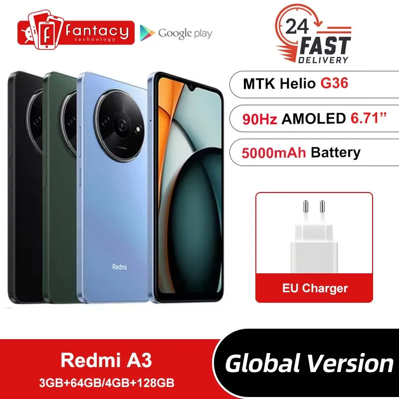 Xiaomi Redmi A3 Global Version Smartphone MediaTek Helio G36 5000mAh Battery 90Hz 6.71 "Dot Drop Display - Imagen 1