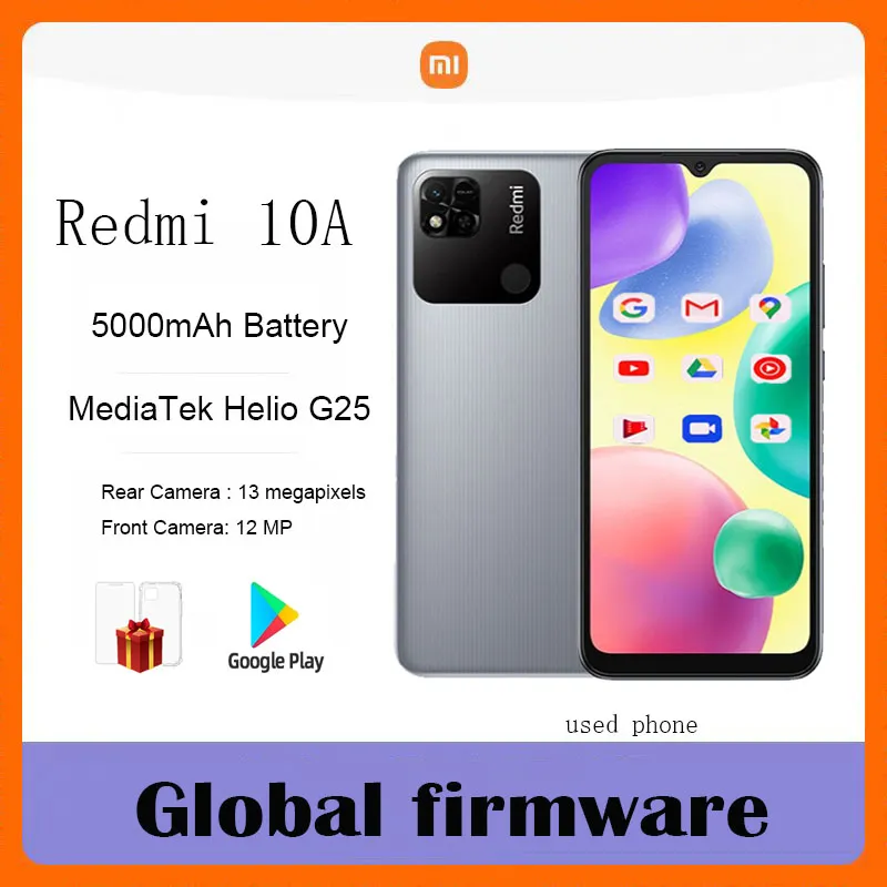 Global firmware Xiaomi Redmi 10A Smartphone 6.53' HD Display Helio G25 Octa Core 13MP 5000mAh Used phone - Imagen 1