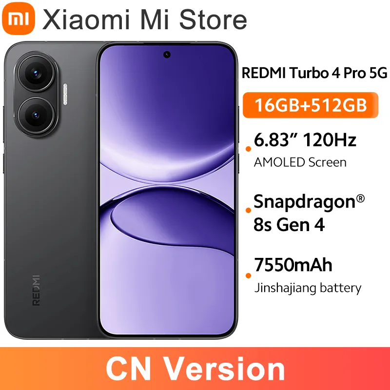 Xiaomi Redmi Turbo 4 Pro 5G CN Version Smartphone Snapdragon 8s Gen 4 50MP 7550mAh 90W Charge 1.5K 6.83" Display 120Hz Original - Imagen 1