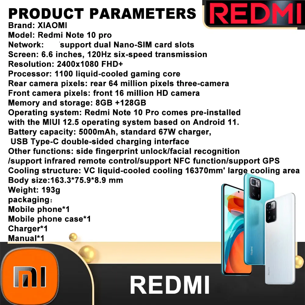 [EU/US/UK specifications]XIAOMI Redmi Note 10 pro 2400x1080 resolution 8GB +128GB fashion smart phone NFC - Imagen 6