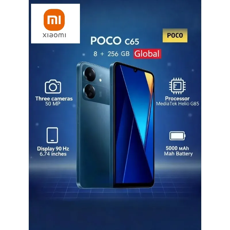 Xiaomi POCO C65 4G Smartphone 6.74 Inch HD+ Display 5000mAh Battery Dual SIM Mobile Phone - Imagen 1