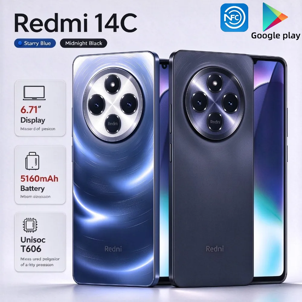 2026 New Global Xiaomi Redmi 14C Smartphone 5160mAh High-Capacity Battery a 50MP AI camera 6.88"120Hz Display HyperOS cellphone - Imagen 1
