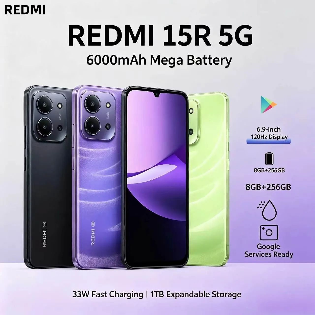 Xiaomi Redmi 15R 5G 8GB 256GB Global Version Unlocked Mobile Phone Dual SIM Long Battery Brand New - Imagen 2