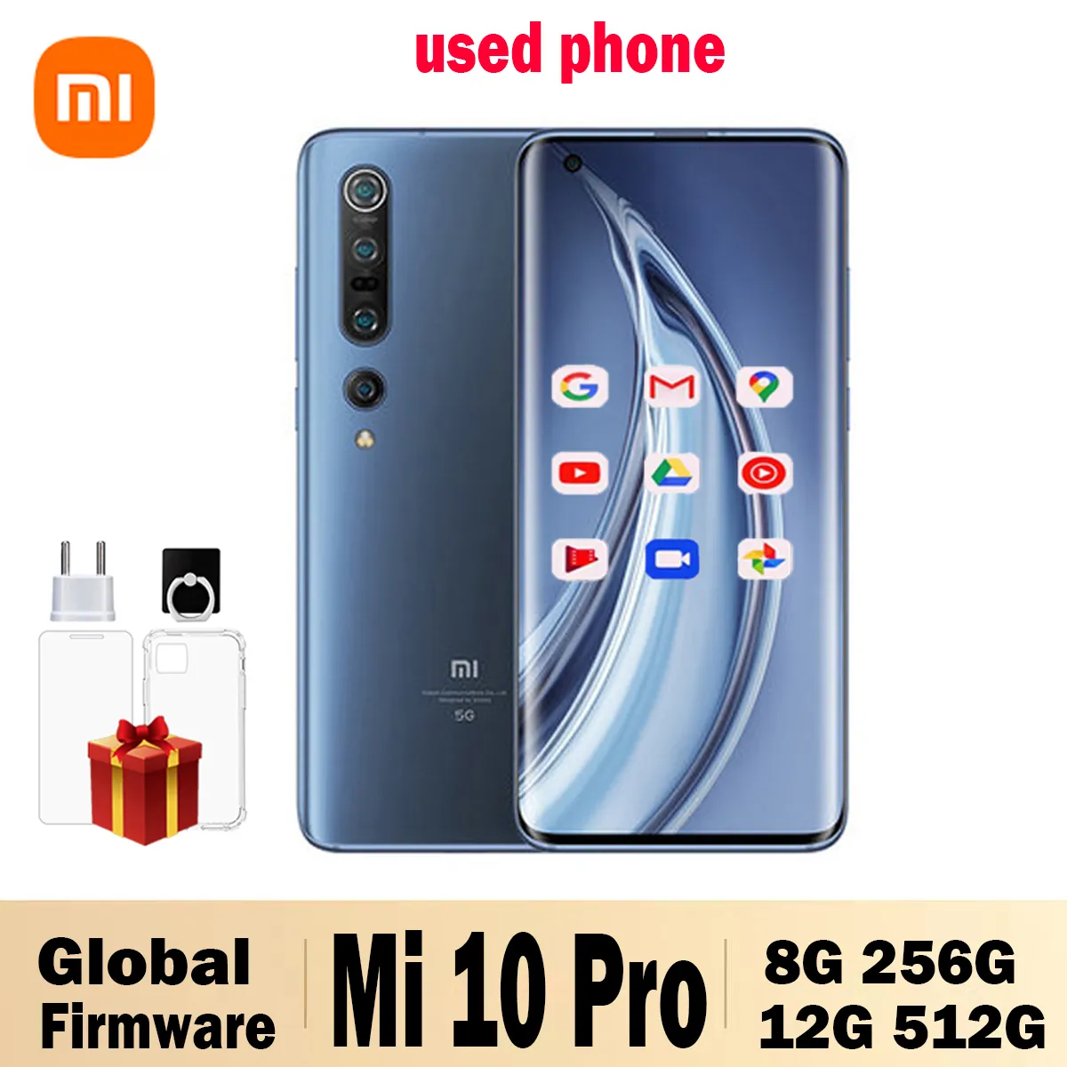 Global firmware Xiaomi 10 Pro Smarphone 5G Snapdragon 865 108 MP No charger Camera 4500mAh Battery Android Phone used phone - Imagen 1