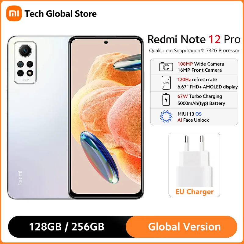 Global Version Xiaomi Redmi Note 12 Pro 4G Smartphone 8GB 256GB 6.67" 120Hz AMOLED Display 108MP Camera 67W Turbo Charging - Imagen 1