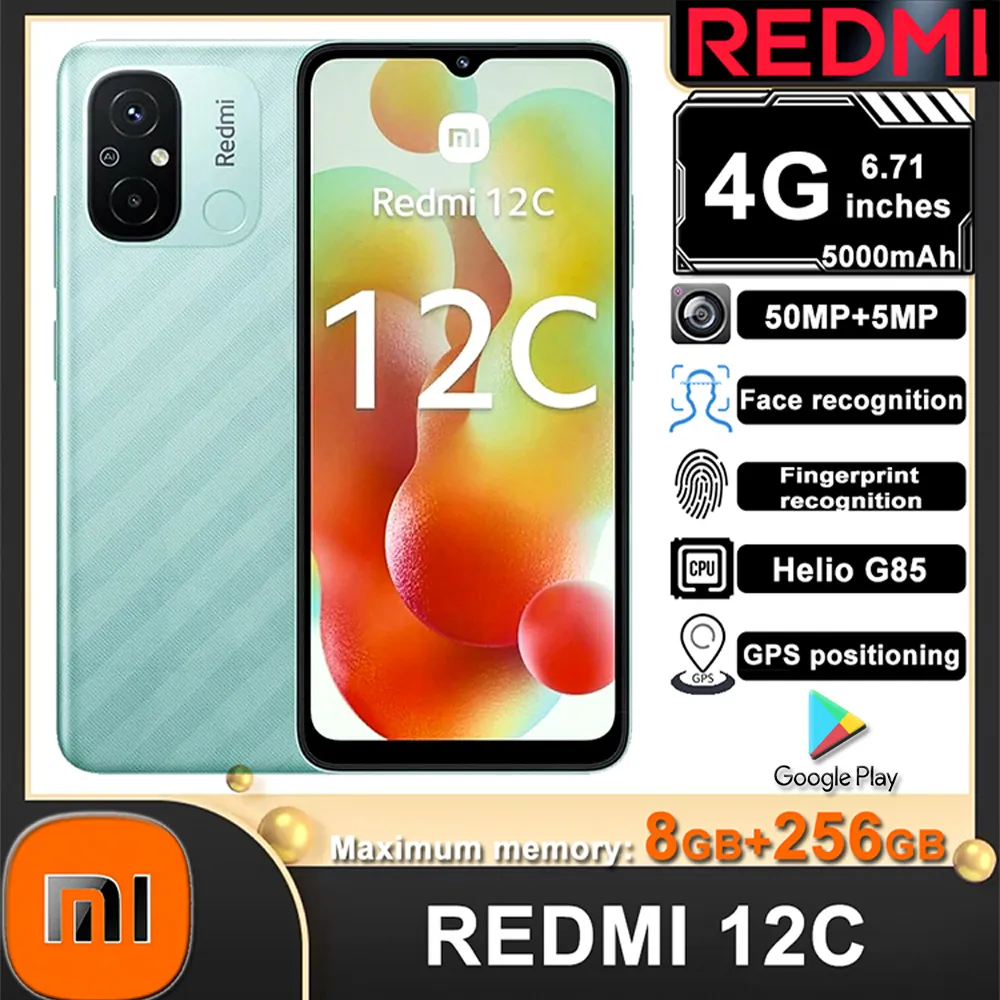 Original Xiaomi Redmi 12C 8GB 256GB 5000mAh High-capacity Battery Helio G85 Octa Core 50MP 6.71'' 4G Mobile Phone Global ROM - Imagen 1
