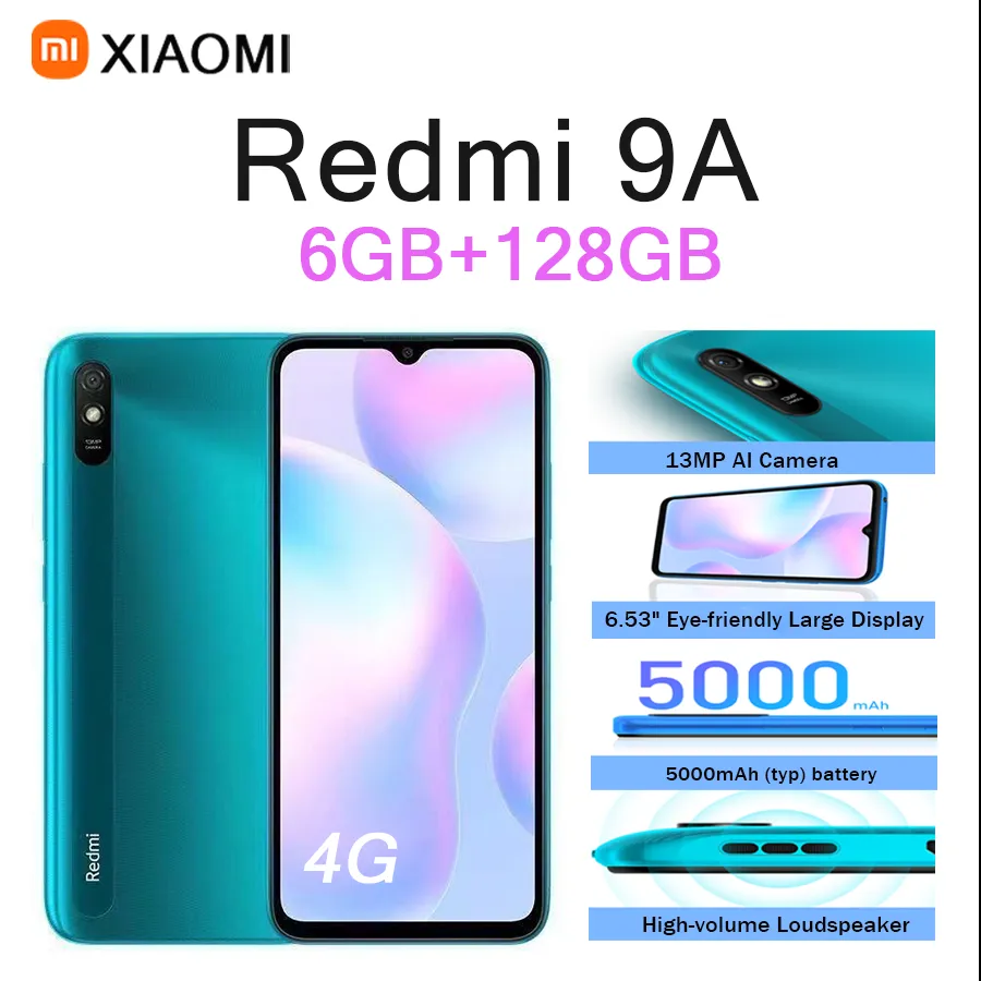  Xiaomi Redmi 9A 6GB RAM 128GB ROM 6.53 Inch HD Screen Unlocked Smartphone Long Lasting Battery Premium Android  Mobile Phone - Imagen 2