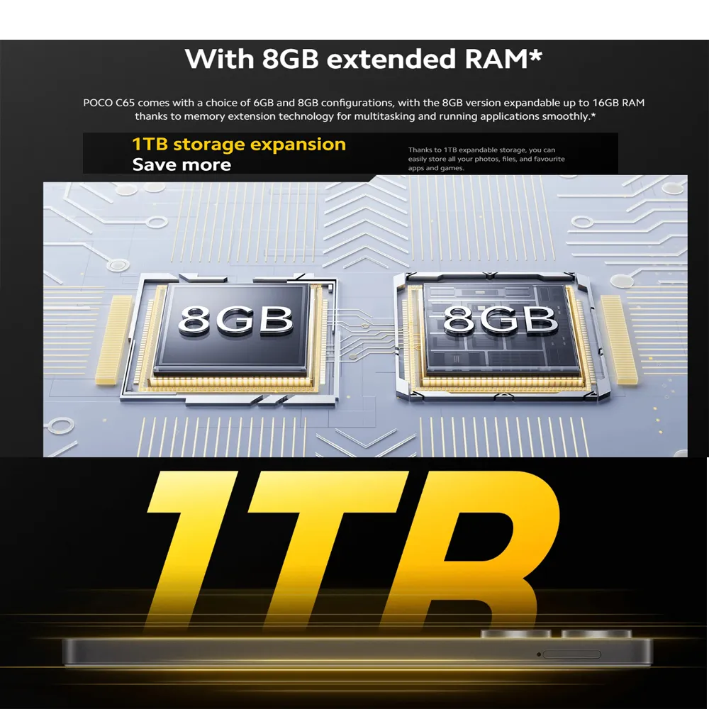 XIAOMI POCO C65 6.74-inch LCD screen Helio G858GB+256GB memory and storage 5000mAh 18W Type-C smart phone Support GPS/NFC - Imagen 4
