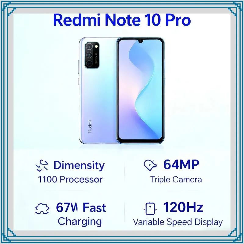 Xiaomi Redmi Note 10 Pro 6.67" AMOLED Smartphone 108MP Camera 5020mAh Battery NFC Global Version FCC Certified Mobile Phone - Imagen 1
