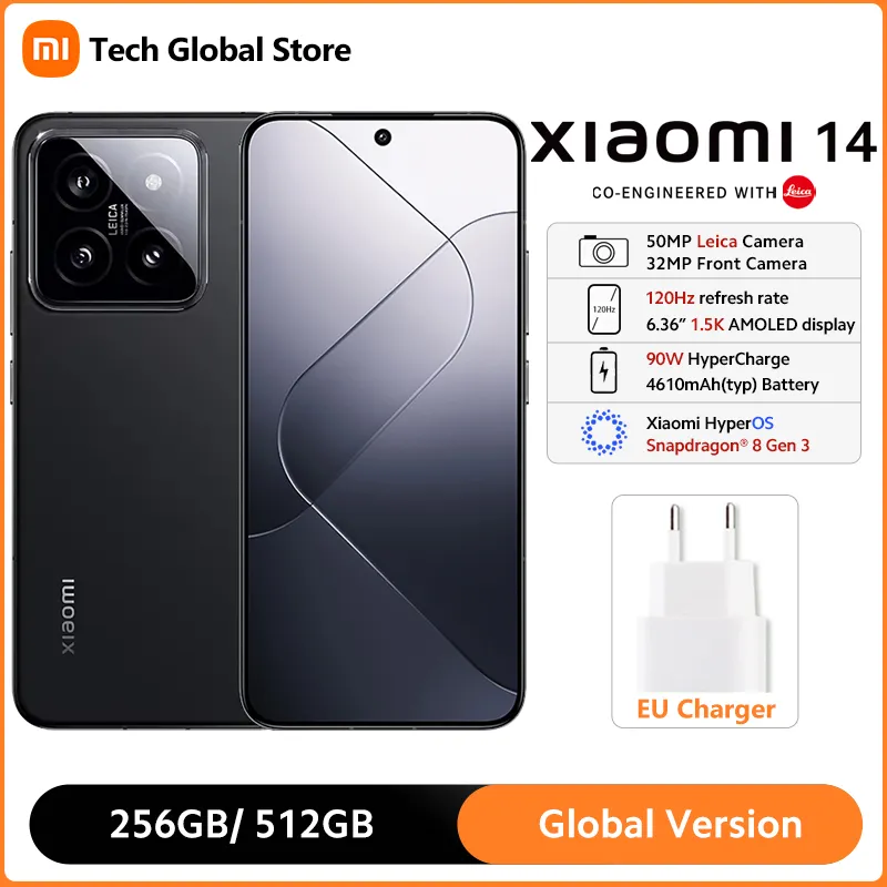 Global Version Xiaomi 14 5G Smartphone Snapdragon® 8 Gen 3 50MP Leica Camera 6.36" 120Hz 1.5K AMOLED Display 90W HyperCharge - Imagen 1