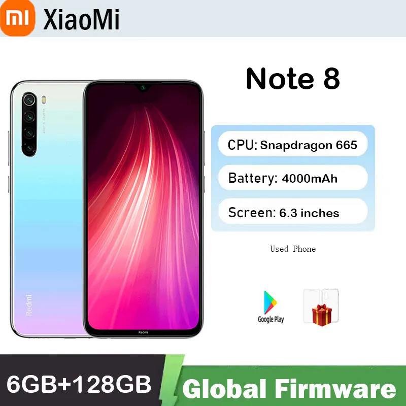 Global firmware  Smartphone Xiaomi Redmi Note 8 celular Snapdragon 665 48MP 4000mAh 18W Fast Charge used phone - Imagen 1