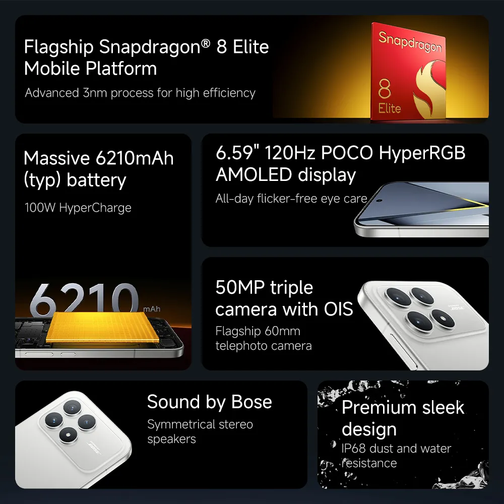 Original POCO F8 Pro Global Version 5G Smartphone Snapdragon 8 Elite 50MP 6.59" AMOLED Display 6210mAh 100W HyperCharge NFC - Imagen 2