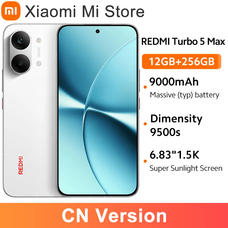 Xiaomi Redmi Turbo 5 Max CN version 6.83" 1.5K 3500nits Screen Dimensity 9500s 9000mAh 100W Charge 50MP IP69K NFC Smartphone - Imagen 1