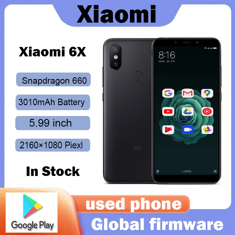 Xiaomi 6X  smartphone 20 million pixels celular googleplay Fingerprint Octa-core Global firmware 4G Smartphone Used phone - Imagen 1