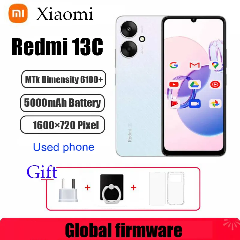 xiaomi Redmi 13C 5G smartphone Dimensity 6100+ 6.74" ultra-large Display 50MP+5MP AI Camera 18W 5000mAh Battery used phone - Imagen 1