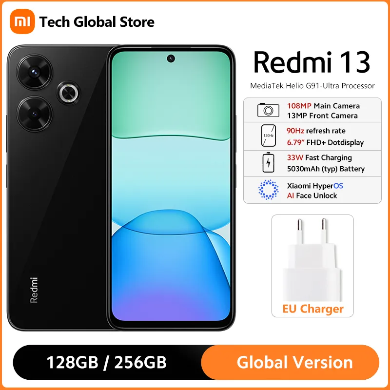 Xiaomi Redmi 13 Smartphone Global Version MediaTek Helio G91-Ultra 6.79" 90Hz FHD+ DotDisplay 108MP Main Camera 5030mAh Battery - Imagen 1