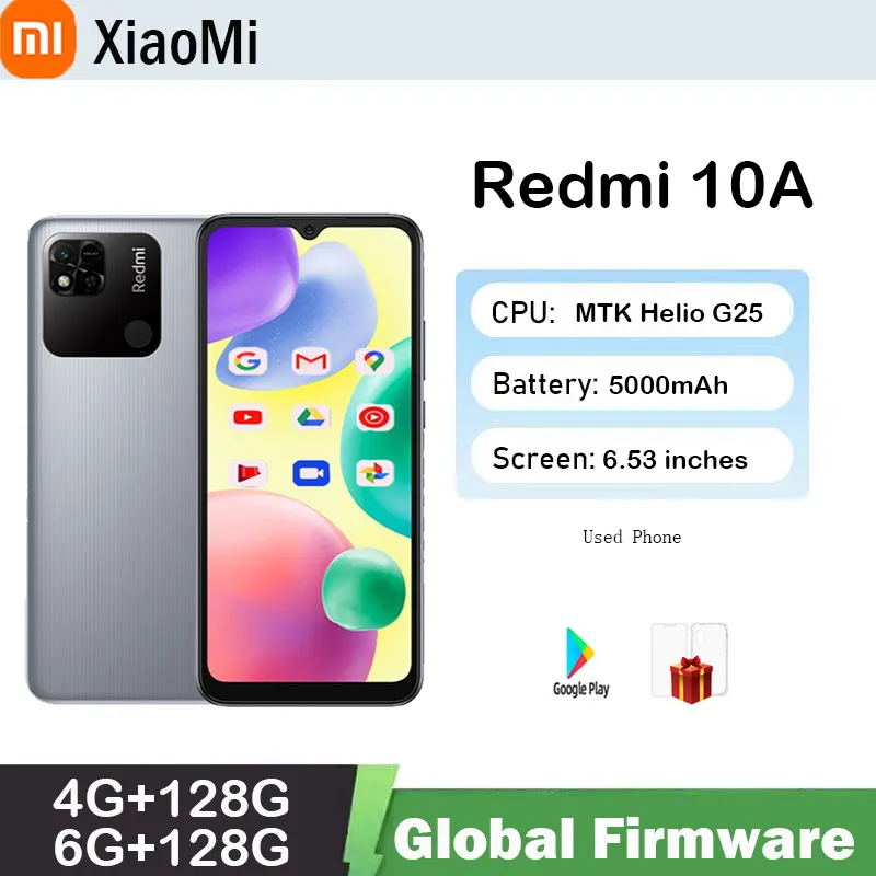 Xiaomi Redmi Smartphone 10A 6GB 128GB Original 6.53' HD Display Helio G25 Octa Core 13MP Fingerprint 5000mAh used phone - Imagen 1