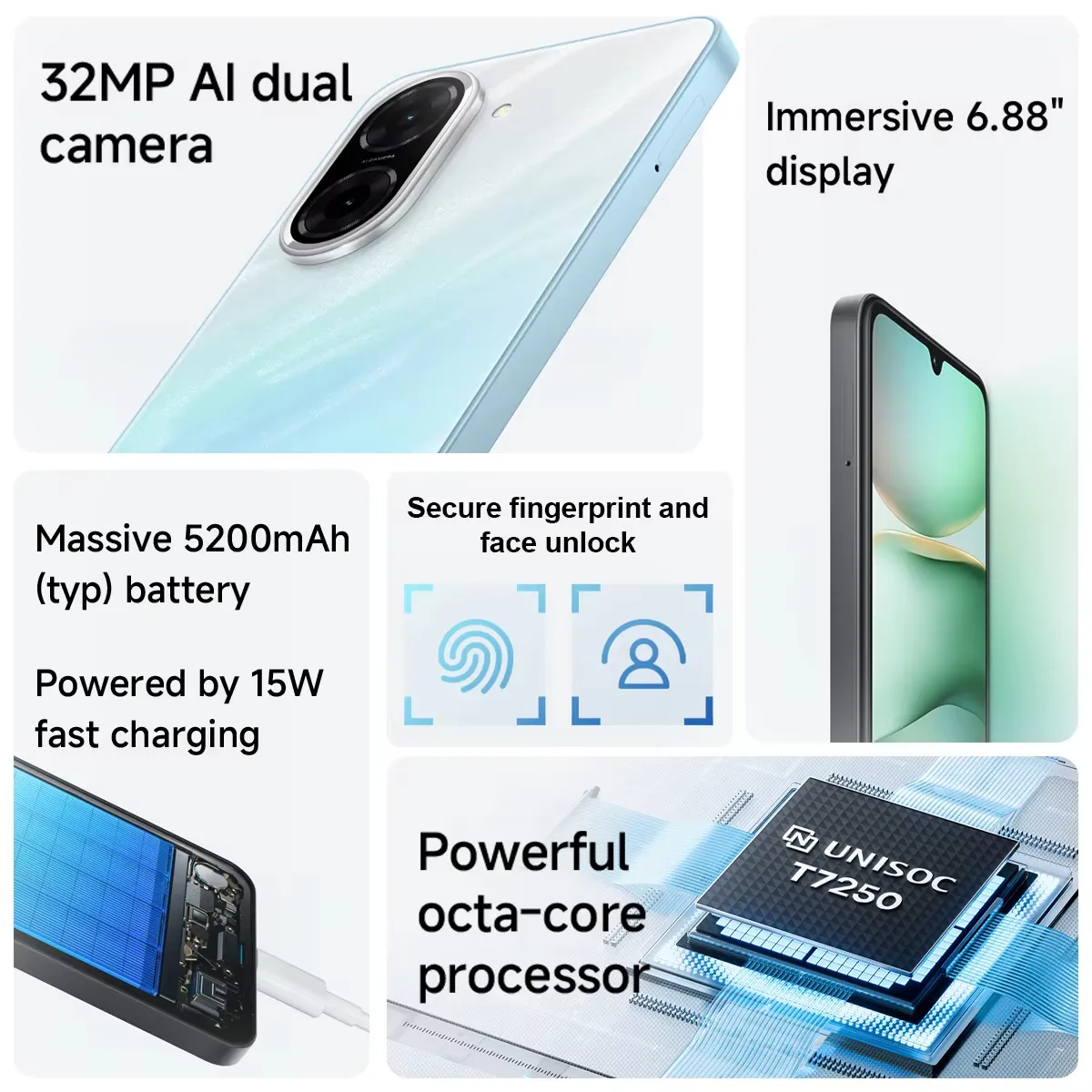 Xiaomi Redmi A5 Global Version Smartphone UNISOC T7250 32MP AI Dual Camera 5200mAh Battery 6.88" Display 15W Fast Charging - Imagen 2