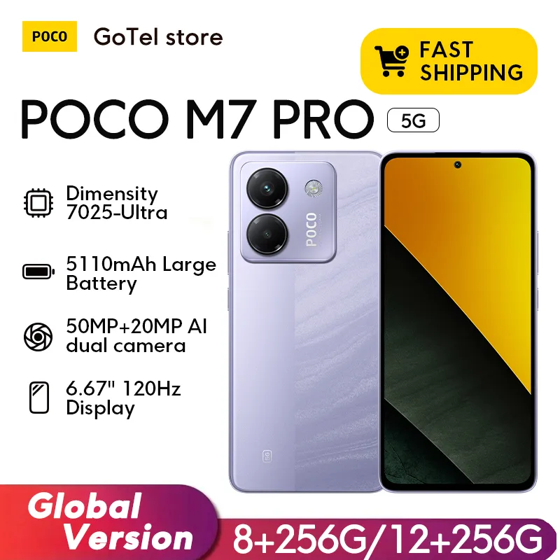 【Brand+】Newest POCO M7 Pro 5G Global Version Dimensity 7025-Ultra 120Hz FHD+ Eye-care AMOLED Display 5110mAh Battery NFC - Imagen 1