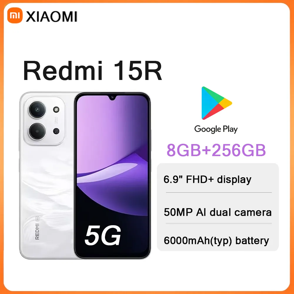 2026 New 5G Dual SIM Unlocked Phone Xiaomi Redmi 15R | 6.9 Inch 120Hz LCD, 6000mAh Big Battery, 33W Fast Charging - Imagen 3