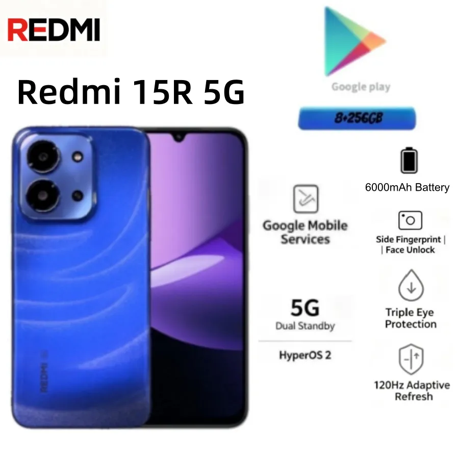 2026 new Xiaomi Redmi 15R 5G Global Version 8GB RAM 256GB ROM Factory Unlocked Dual SIM Smartphone Brand New - Imagen 1