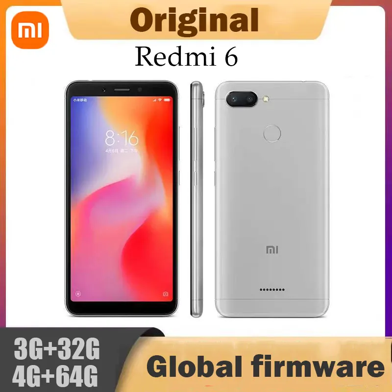 Original Xiaomi Redmi 6 4GB 64GB 13000mAh 6.6 inch celular googleplay Fingerprint Octa-core Global Rom 4G used phone - Imagen 1