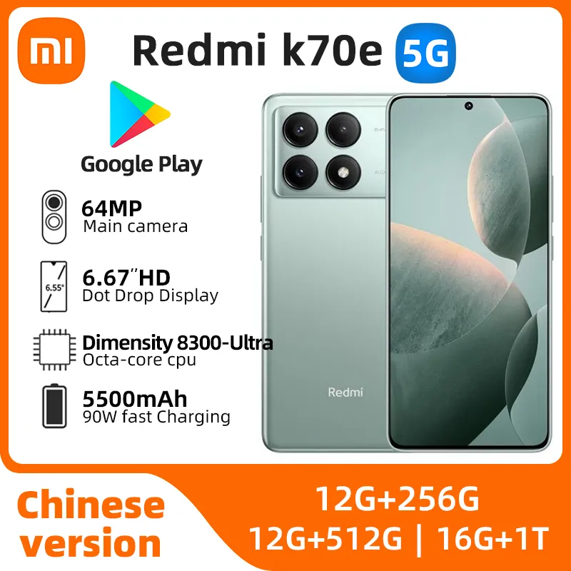 Xiaomi Redmi K70E 5g Smartphone Dimensity 8300-Ultra 6.67inch 1.5K 64MP 90W Charger 5500mAh Xiaomi HyperOS Original used phone - Imagen 1