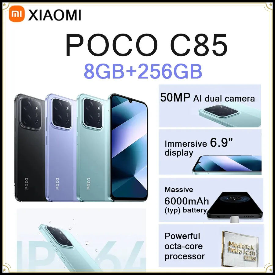 Xiaomi POCO C85 6.9" 120Hz Display 8GB+256GB 50MP Cam 6000mAh Long Lasting Battery 4G [EU/US] Version Dual SIM Smartphone - Imagen 2