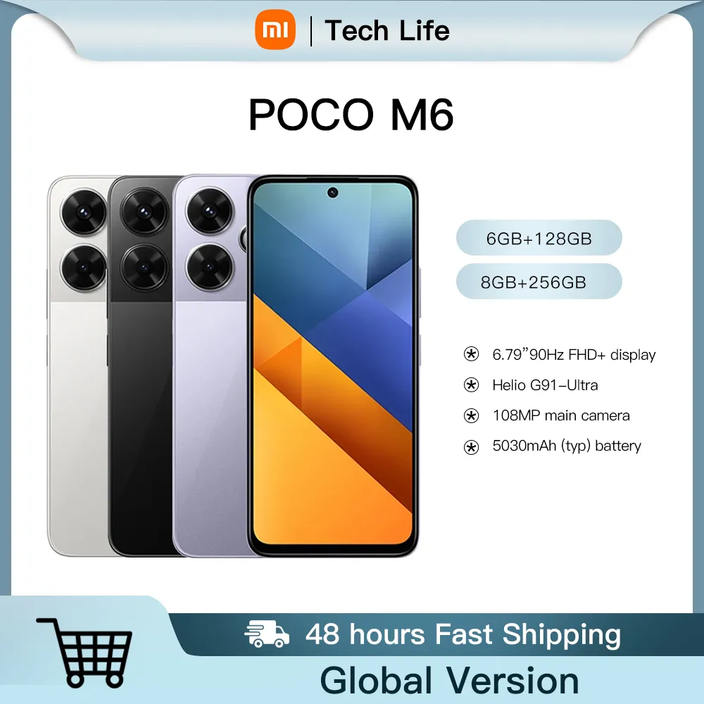 POCO M6 4G Global Version Smartphone MTK Helio G91 Ultra 108MP camera 33W fast charging 5030mAh battery 6.79" 90Hz display - Imagen 1