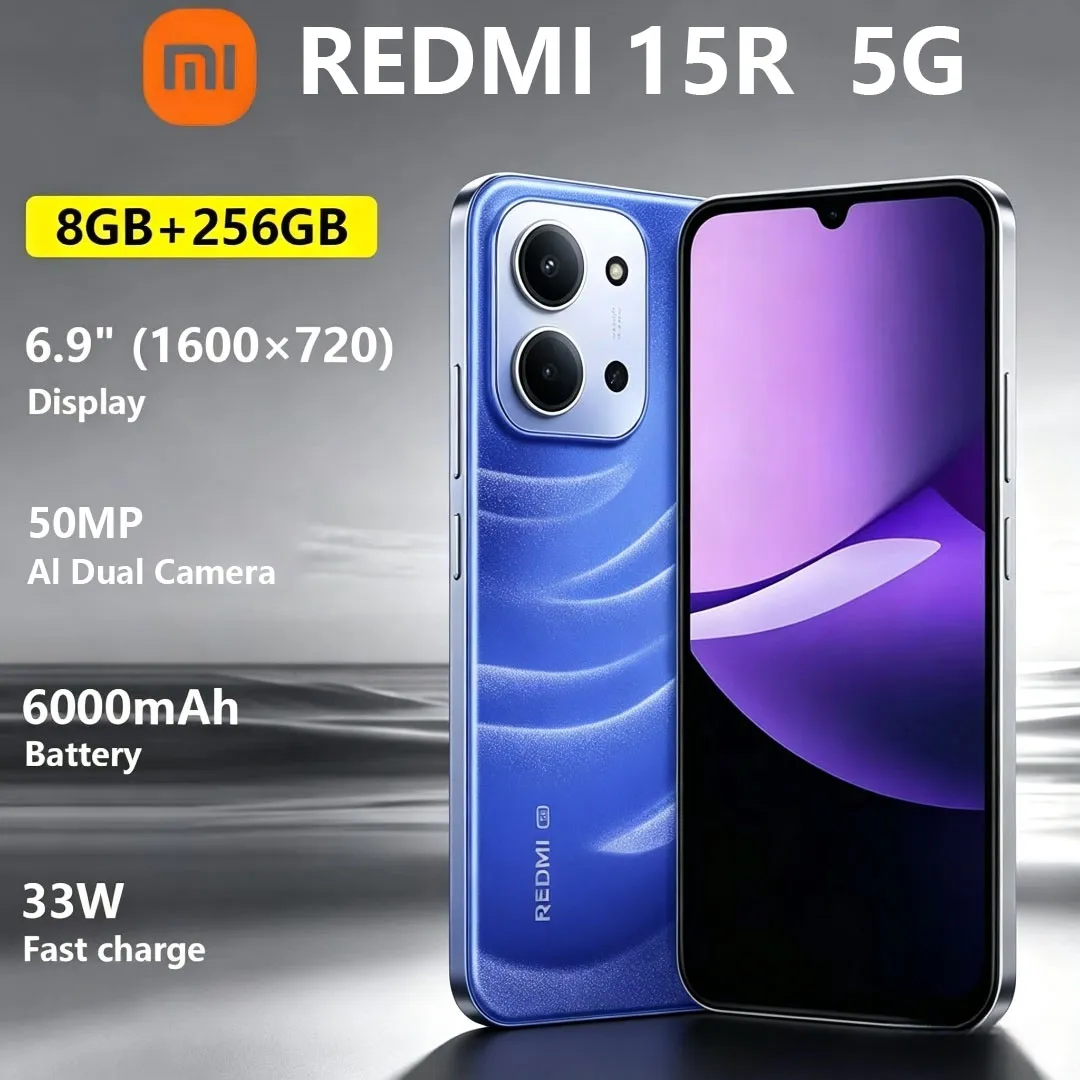New Xiaomi Redmi 15R 5G 6.9-inch Mobile Phone 50MP 6000mAh Large Battery 33W Fast Charging Dual-SIM Global Version Smartphone - Imagen 1