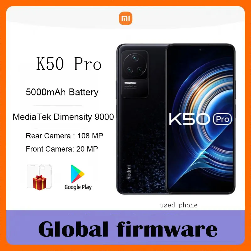 Google Store Xiaomi Redmi K50 Pro 5G  MTK Dimensity 9000 Global 2K OLED 120W Fast Charging 108MP OIS Camera used phone - Imagen 1