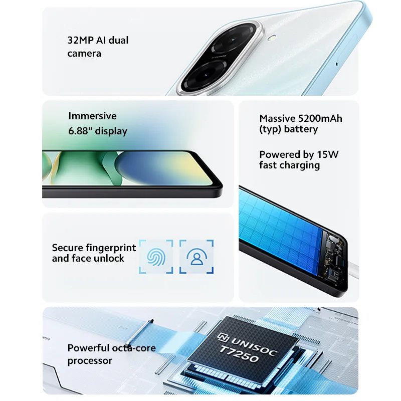 Xiaomi Redmi A5 4G Smartphone 6.88" 120Hz Screen 5200mAh Battery 32MP Dual Camera Side Fingerprint HyperOS Mobile Phone - Imagen 3