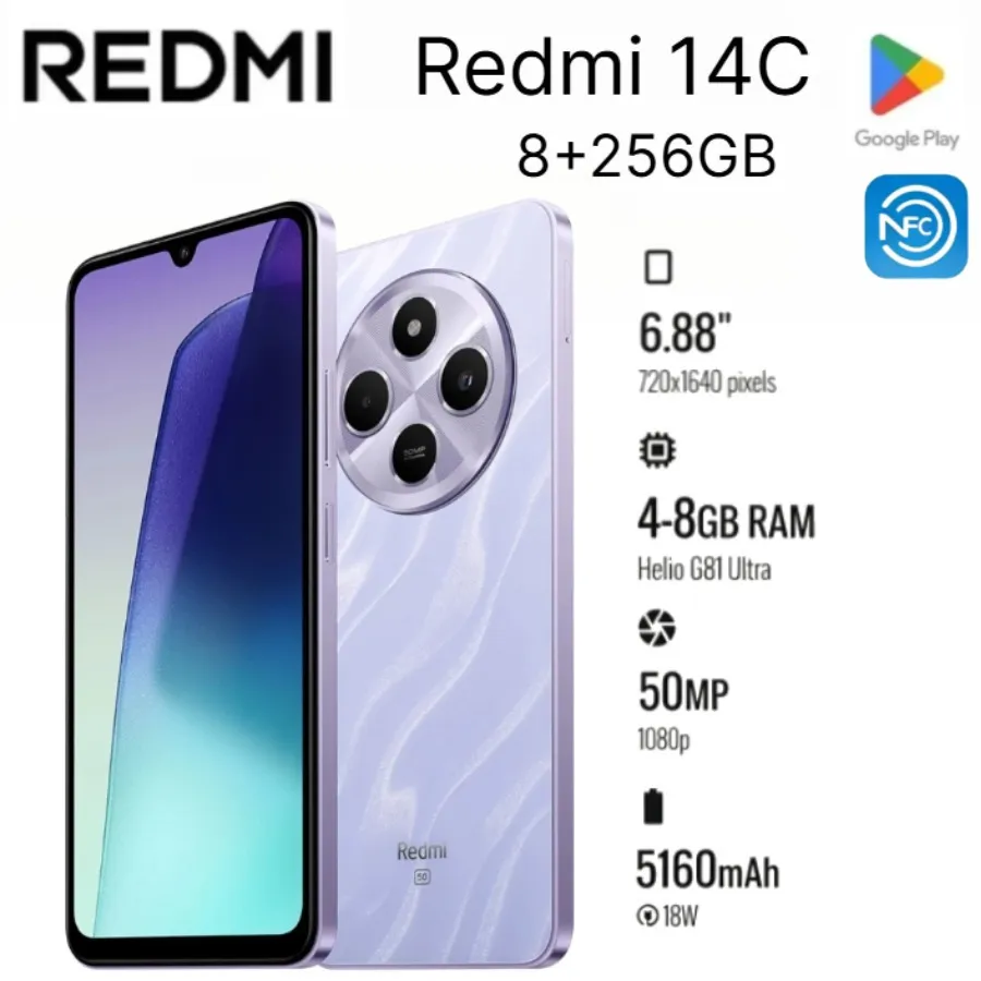Brand new 2026 Xiaomi Redmi14c8+256gb smartphone: 120hz refresh rate and 50 million pixels +13 million pixels dual camera settin - Imagen 4
