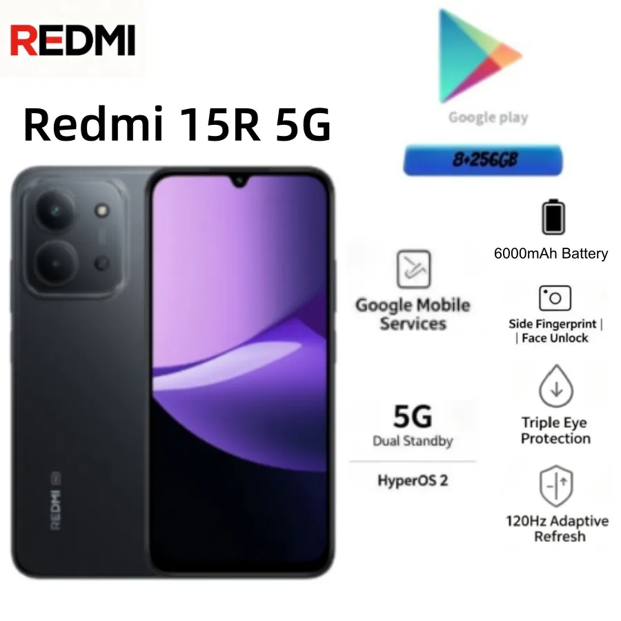Xiaomi Redmi 15R 5G 8GB 256GB Global Version Unlocked Mobile Phone Dual SIM Long Battery Brand New - Imagen 1