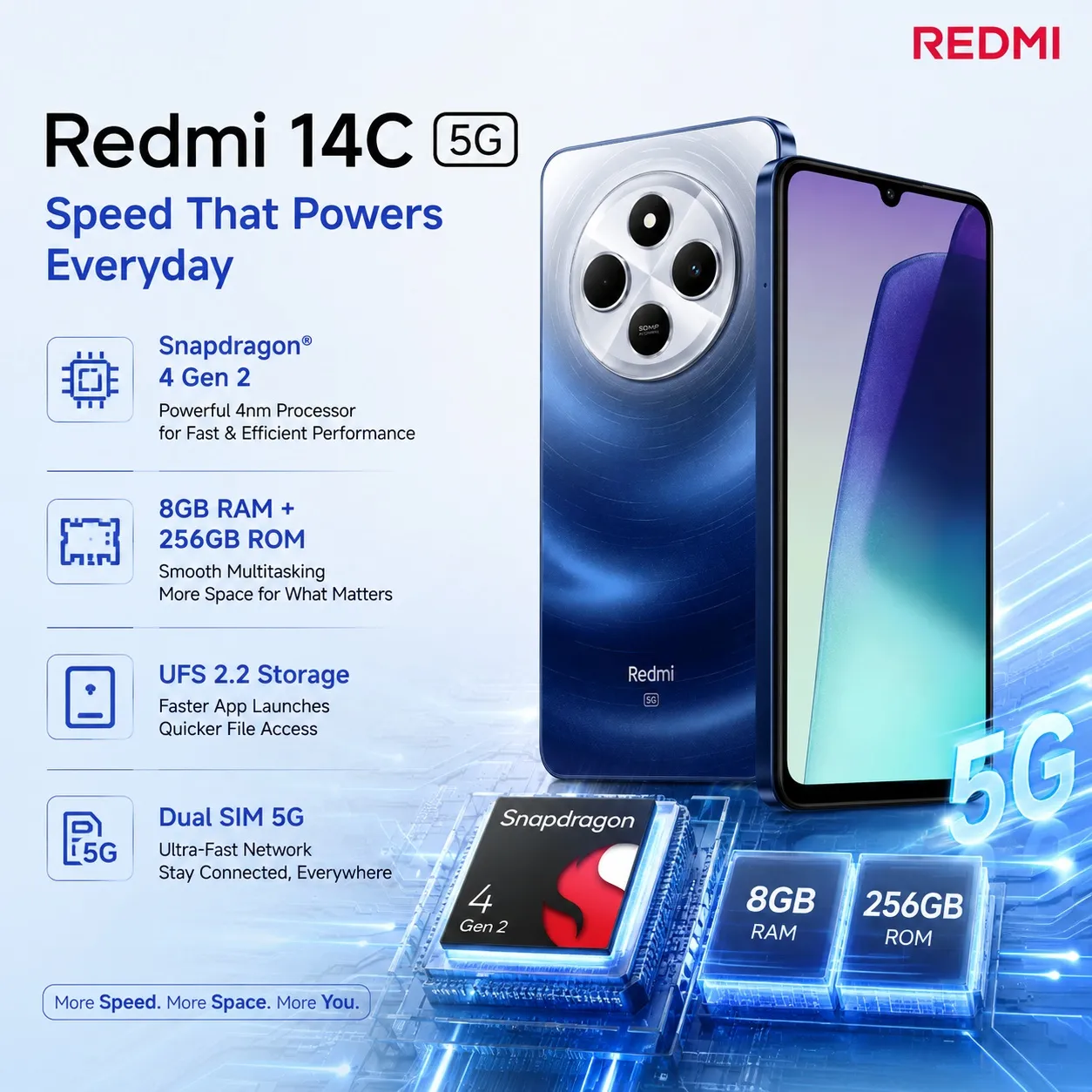 2026 new Redmi 14C Smartphone 8GB+256GB, 6.88'' 120Hz Display, 50MP AI Camera, 5160mAh Battery, Helio G81-Ultra, Xiaomi HyperOS - Imagen 4