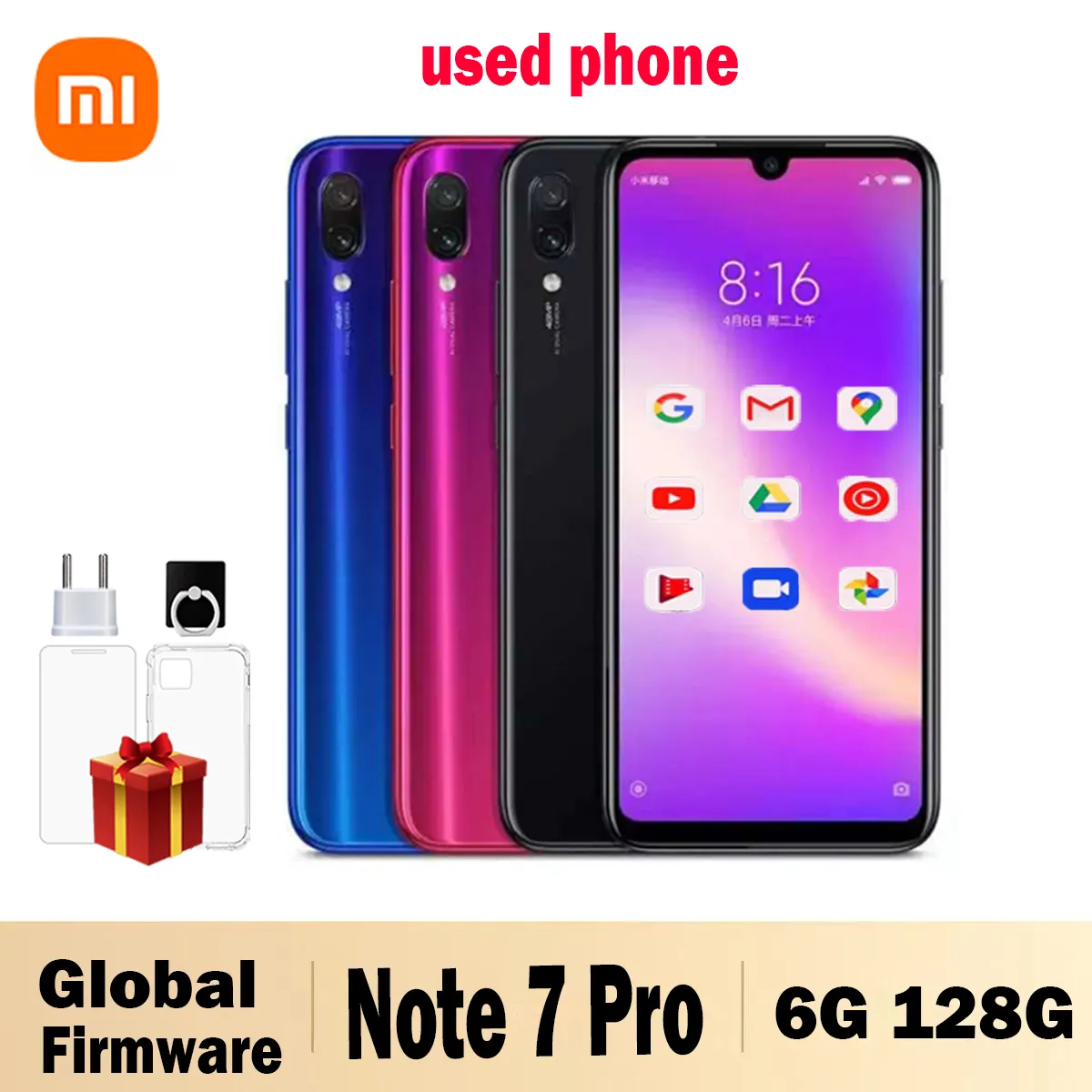 Xiaomi Redmi Note 7 Pro Smartphone 6GB 128GB Snapdragon 660AIE Android Mobile Phone 48.0MP+5.0MP Rear Camera  Used phone - Imagen 1