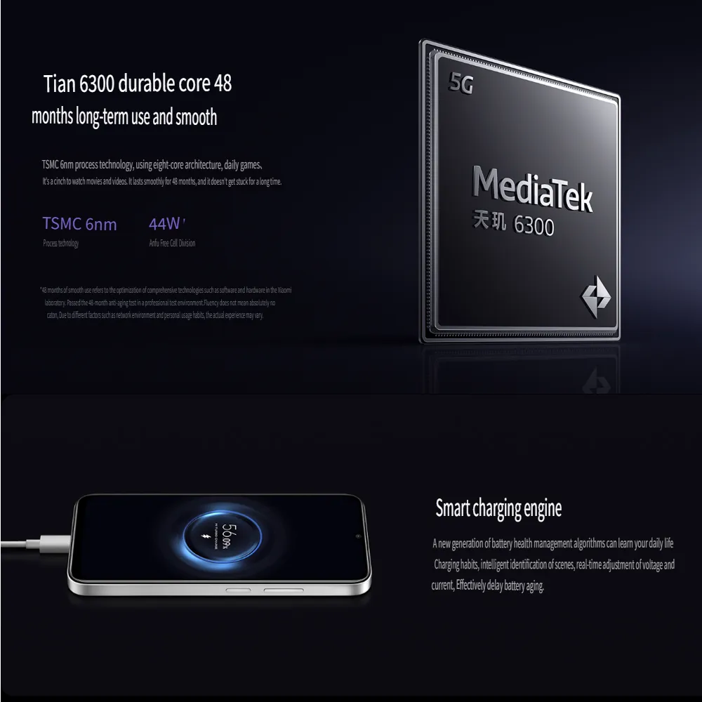 XIAOMI/REDMI 15R original smart thin and thin 5G mobile phone 8GB+256GBn memory/6000mAh long standby IP64 waterproof and dustpro - Imagen 5