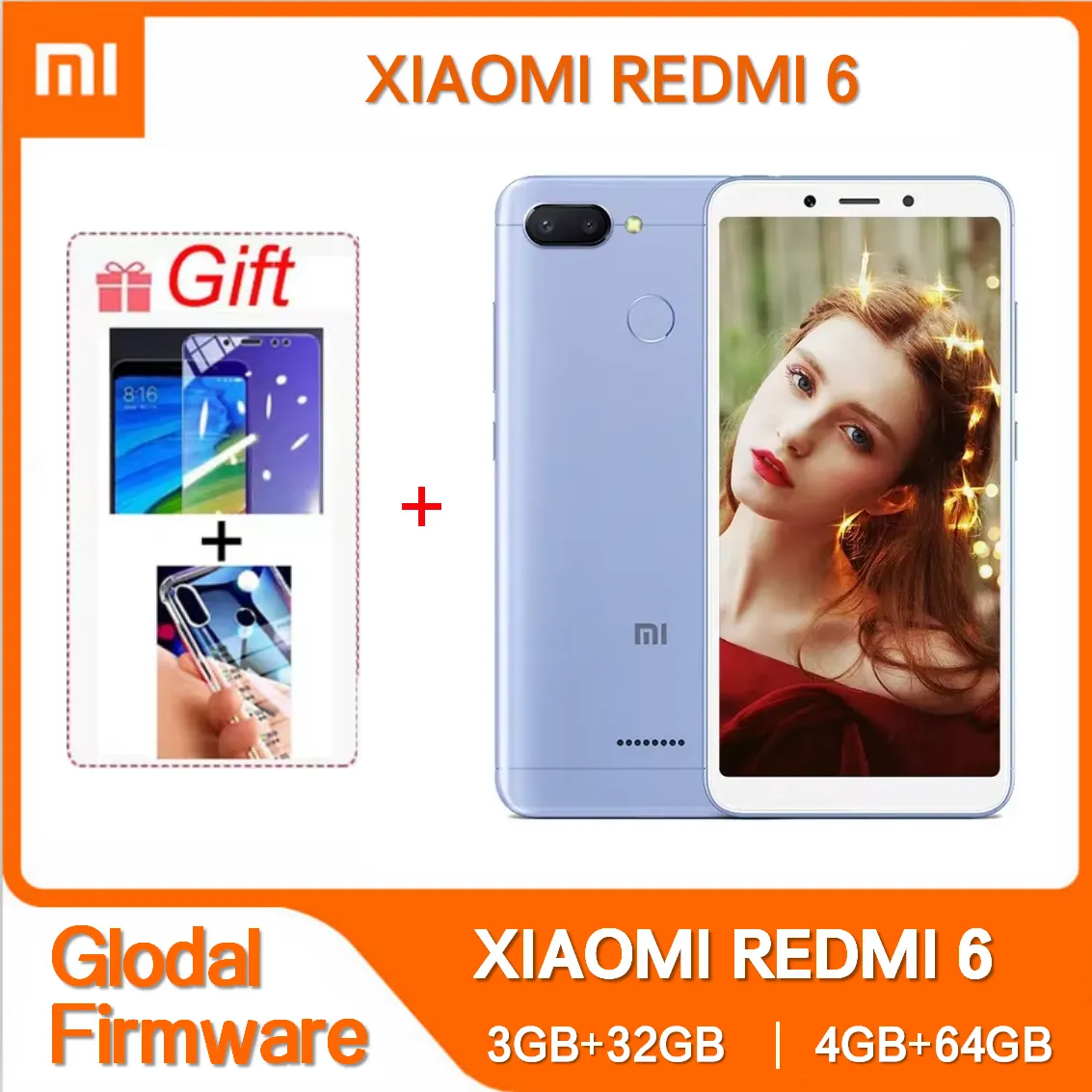 Original Xiaomi Redmi 6 4GB 64GB 13000mAh 6.6 inch celular googleplay Fingerprint Octa-core Global Rom 4G Smartphone - Imagen 1