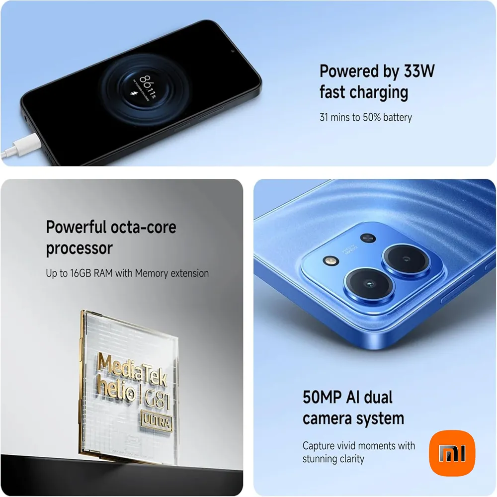 XIAOMI REDMI 15C 4G fashion smart music mobile phone 6000mAh battery 33WType-C 8GB+256GB memory 3.5mm headphone plug - Imagen 4