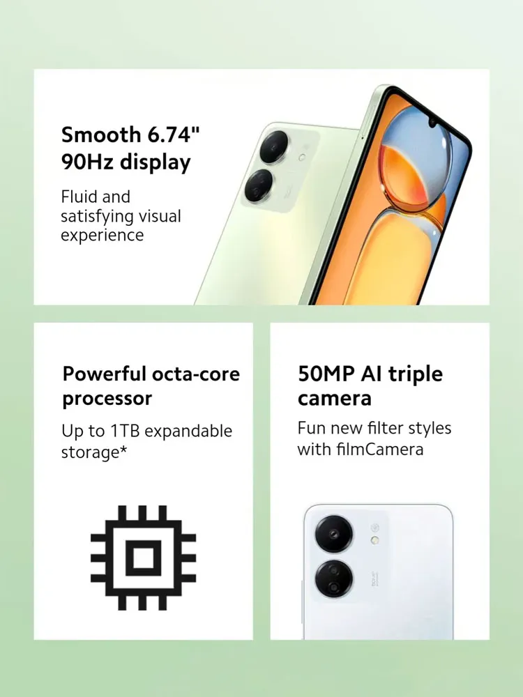 Xiaomi Redmi 13C Gaming Phone 50MP Main Camera 5000mAh Large Capacity Battery 18W Fast Charge Dual SIM Smartphone 8+256GB - Imagen 2