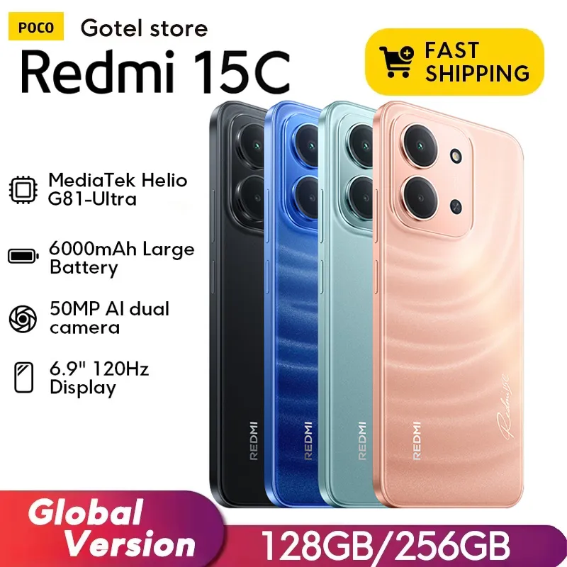 【Brand+】Xiaomi Redmi 15C Global Version 50MP main camera 120Hz 6.9" Dot Drop display 33W charging MediaTek Helio G81-Ultra - Imagen 1