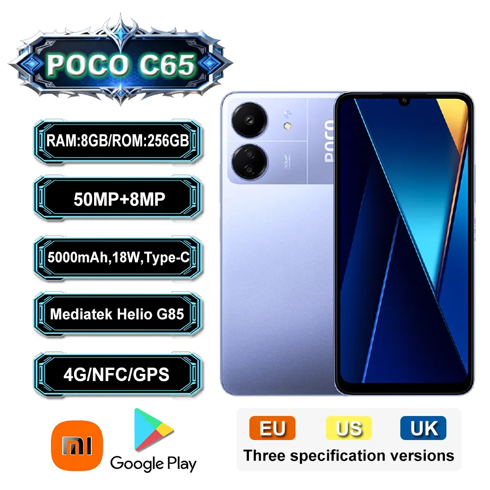 [EU/US/UK specifications] GPS/nfc smartphone Xiaomi Poco C65 4g supports side fingerprint/facial recognition/8gb+256gb - Imagen 2