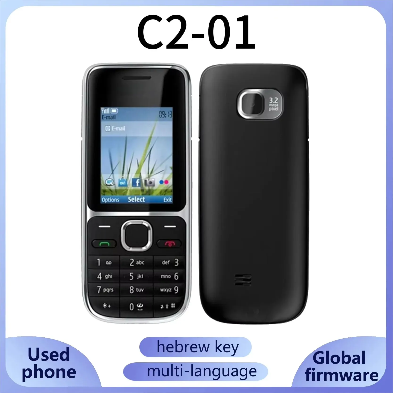 Finland Made C2-01 Classic QWERTY Dual SIM  Unlocked 2G 2 inches 1020mAh 3.2MP Symbian OS  Camera long Standby  Used Phone - Imagen 1