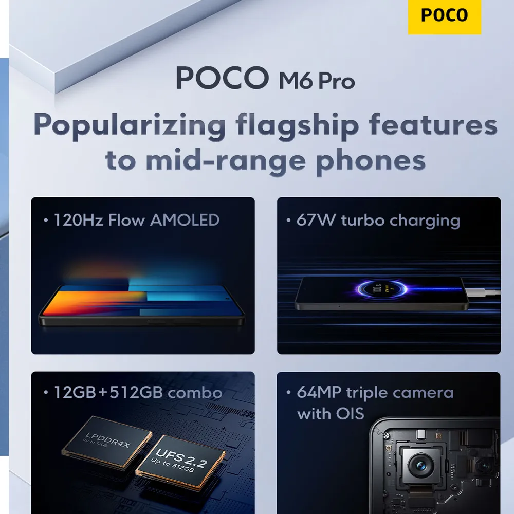 XIAOMI/POCO M6 Pro 4G smartphone 12GB+512GB large memory/5000mAh battery/64MP+8MP+2MP camera camera phone - Imagen 4