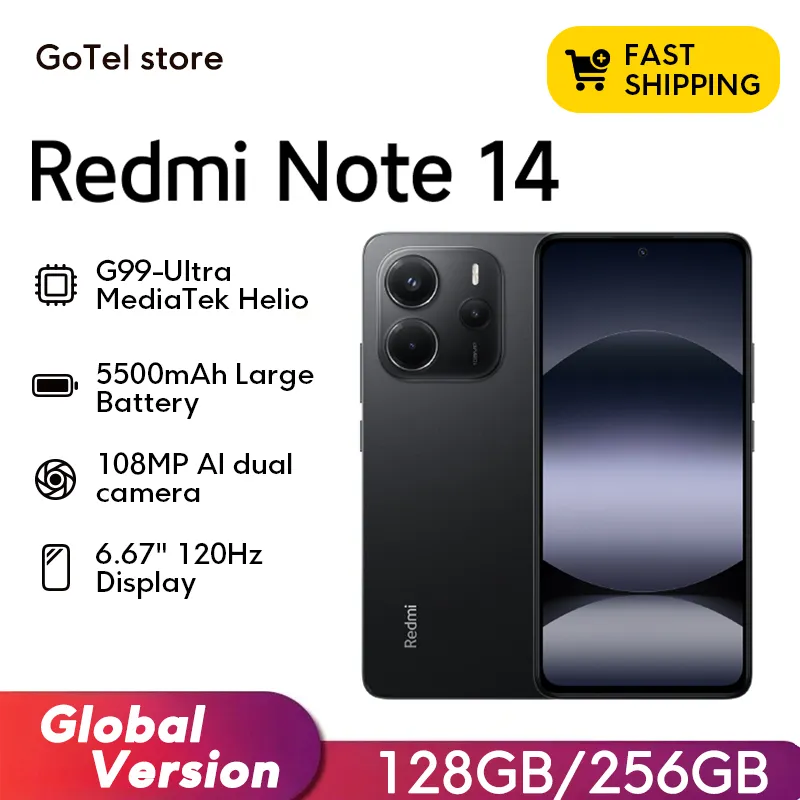【Brand+】Global Version Xiaomi Redmi Note 14 MediaTek Helio G99-Ultra 108MP AI 5500mAh 6.67" AMOLED 120Hz Display - Imagen 1