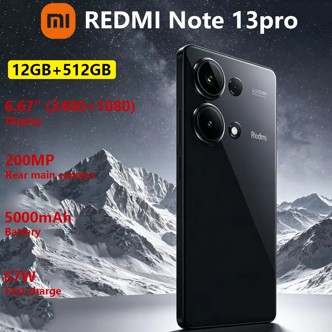 Xiaomi Redmi Note 13pro Mobile Phone 200 Million Pixels 6.67-inch Display 5100mAh‌ Battery Cost-effective Smartphone 12GB+512GB - Imagen 1