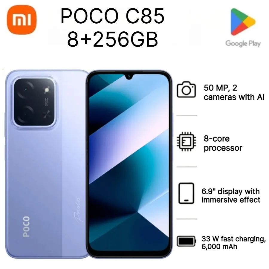 2026 New POCO C85 Global Version Unlocked Mobile Phone 6.9 Inch 120Hz Display 6000mAh Large Battery 33W Fast Charging Android - Imagen 1