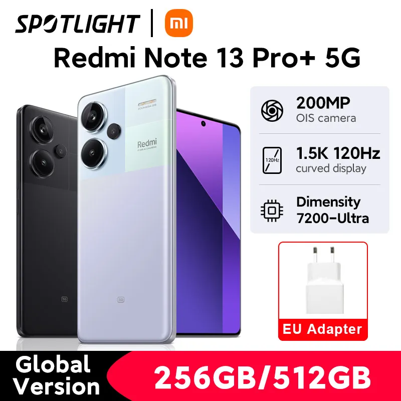 [Global Version] Xiaomi Redmi Note 13 Pro Plus 5G Smartphone 200MP OIS Camera 6.67" curved MOLED display 120W HyperCharge 120Hz - Imagen 1